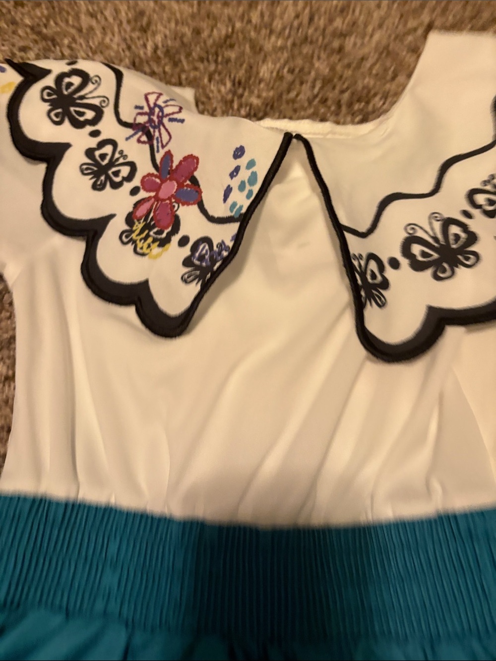 Encanto Mirabel Girls Teal Tiered Embroidered Dress with Ruffle Collar - Picture 14 of 16